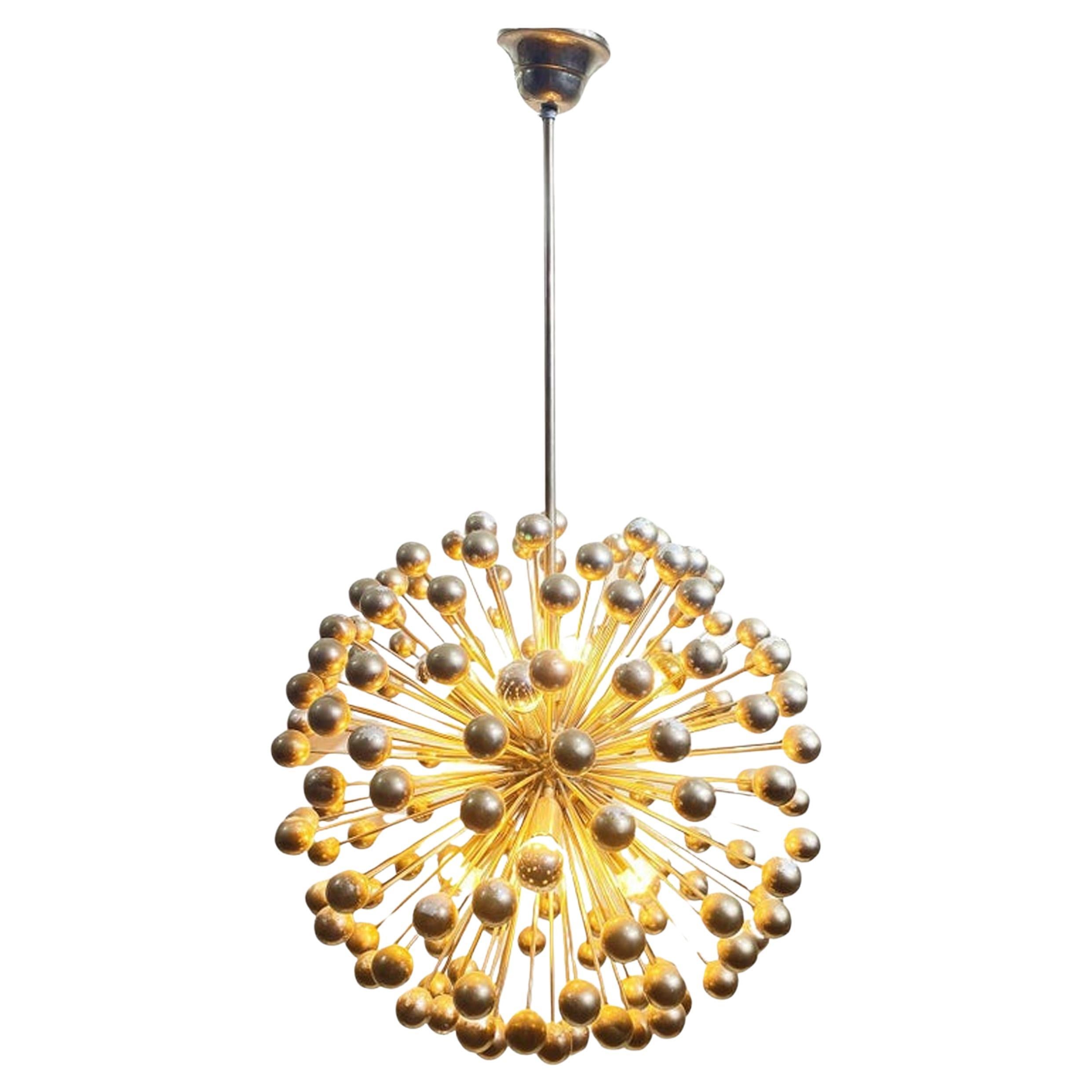 Lustre Spoutnik chromé italien du milieu du siècle dernier, années 1960