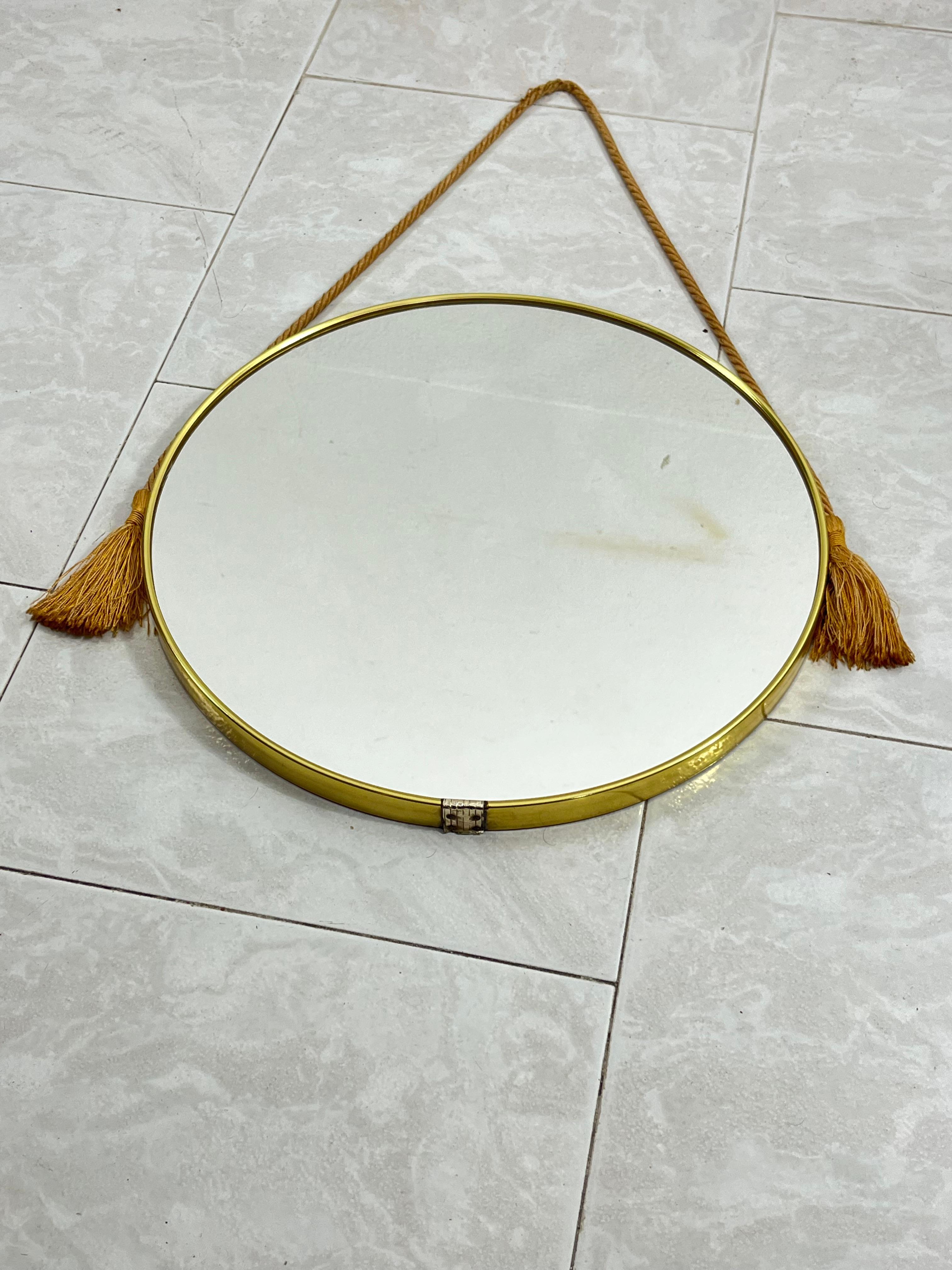 Miroir circulaire italien du milieu du siècle, 1960 Bon état - En vente à Palermo, IT