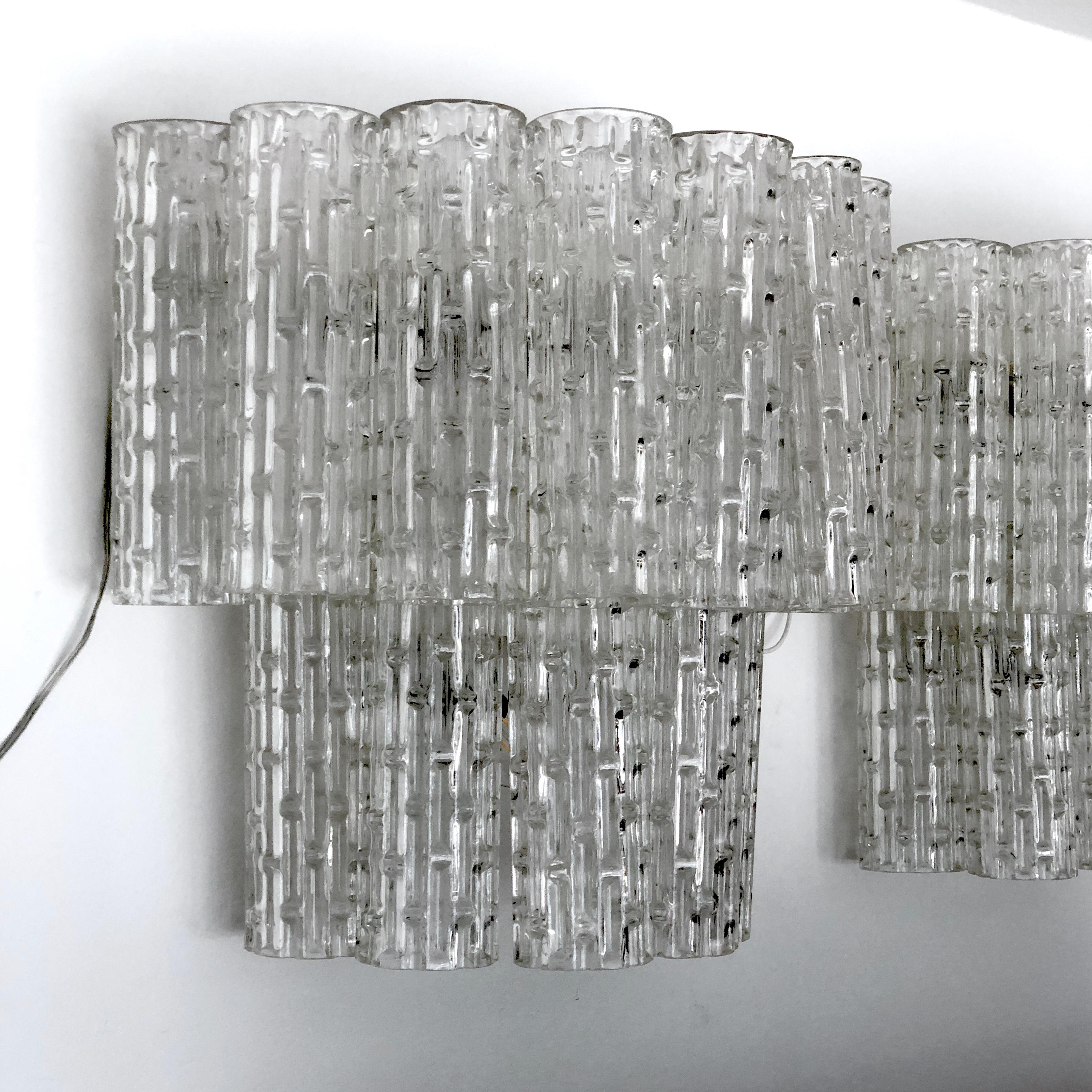 Mid-20th Century Mid-Century Italian Clear Murano Glass Sconces, Set of Two For Sale