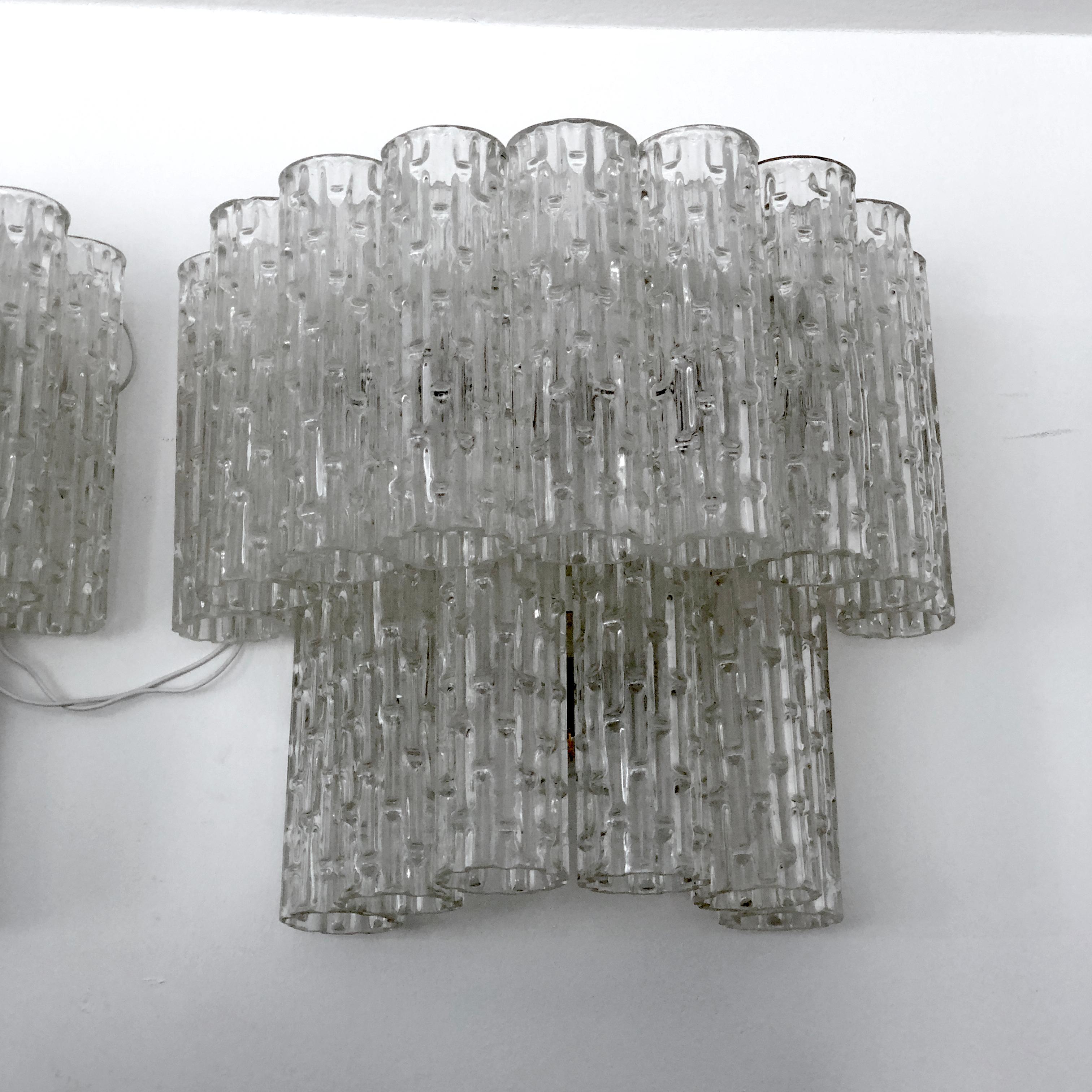 Mid-Century Italian Clear Murano Glass Sconces, Set of Two For Sale 2
