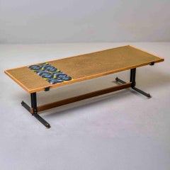Mid-Century Italian Cocktail Table with Craquelure and Enamel Top