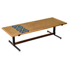 Mid-Century Italian Cocktail Table with Craquelure and Enamel Top