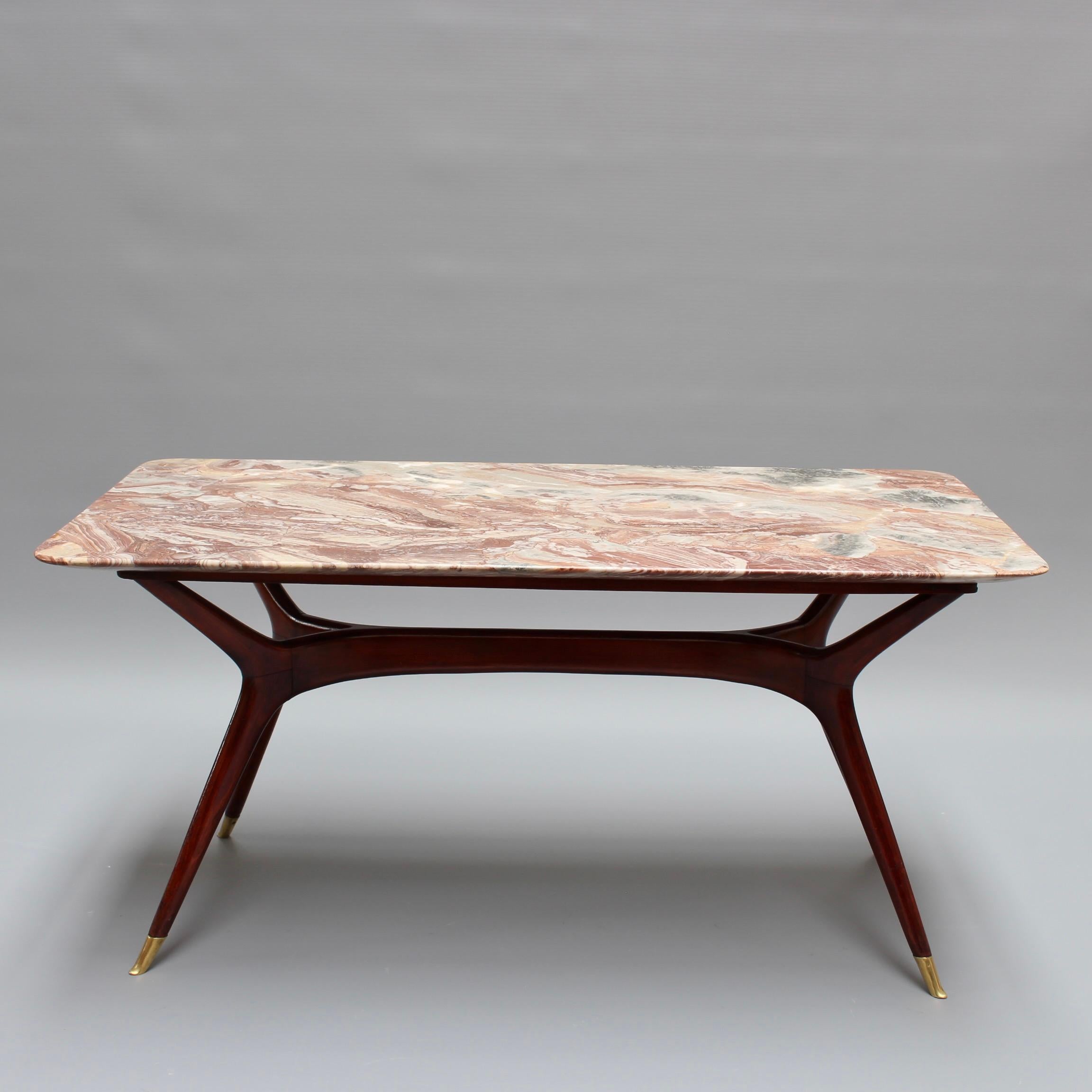 Mid-Century Modern Mid-Century Italian Coffee Table with Marble Top Attributed to Ico Parisi  For Sale