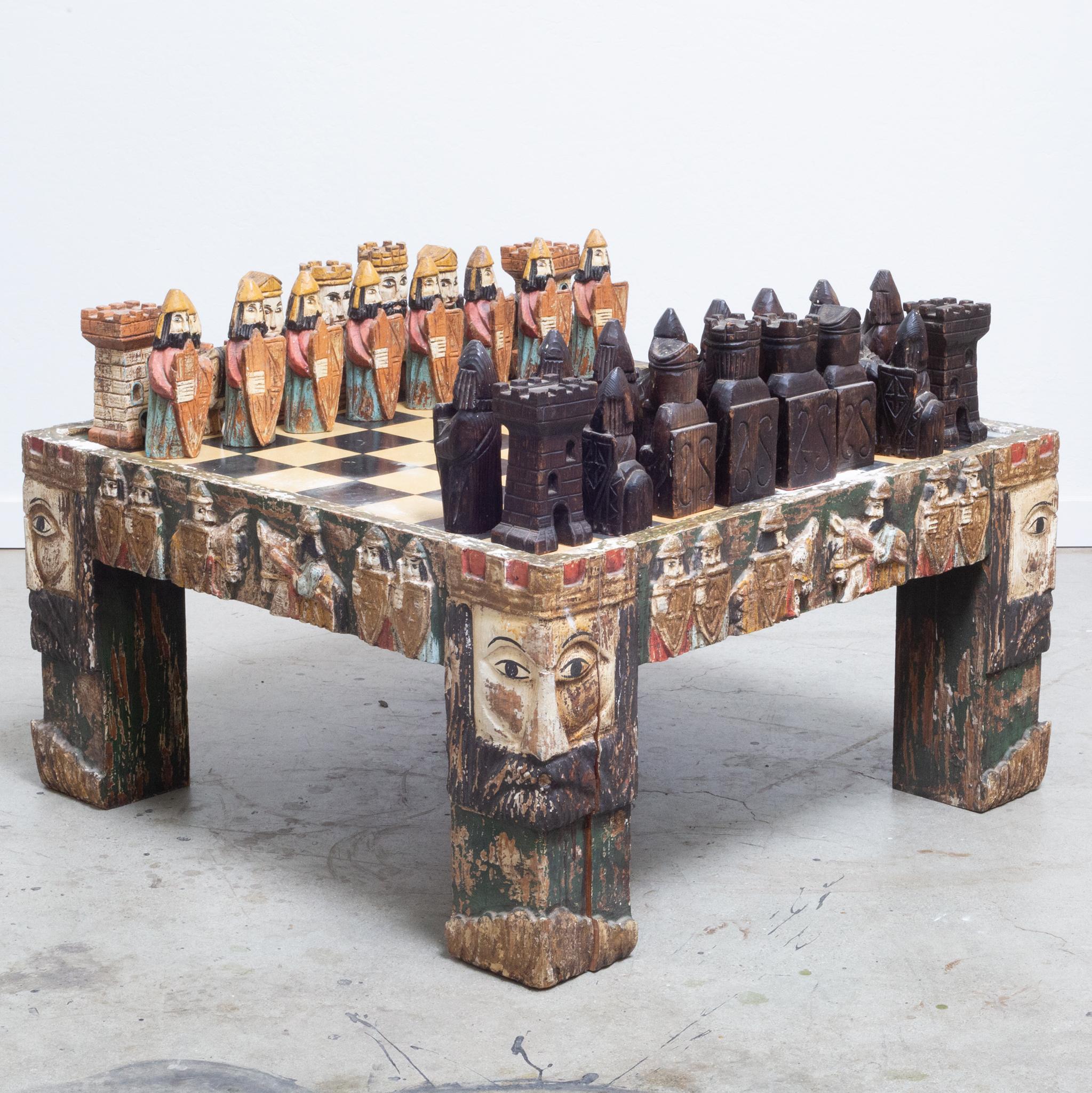 Mid-Century Modern Mid-Century Italian Coffee Table Chess Set and Chairs, c.1950s