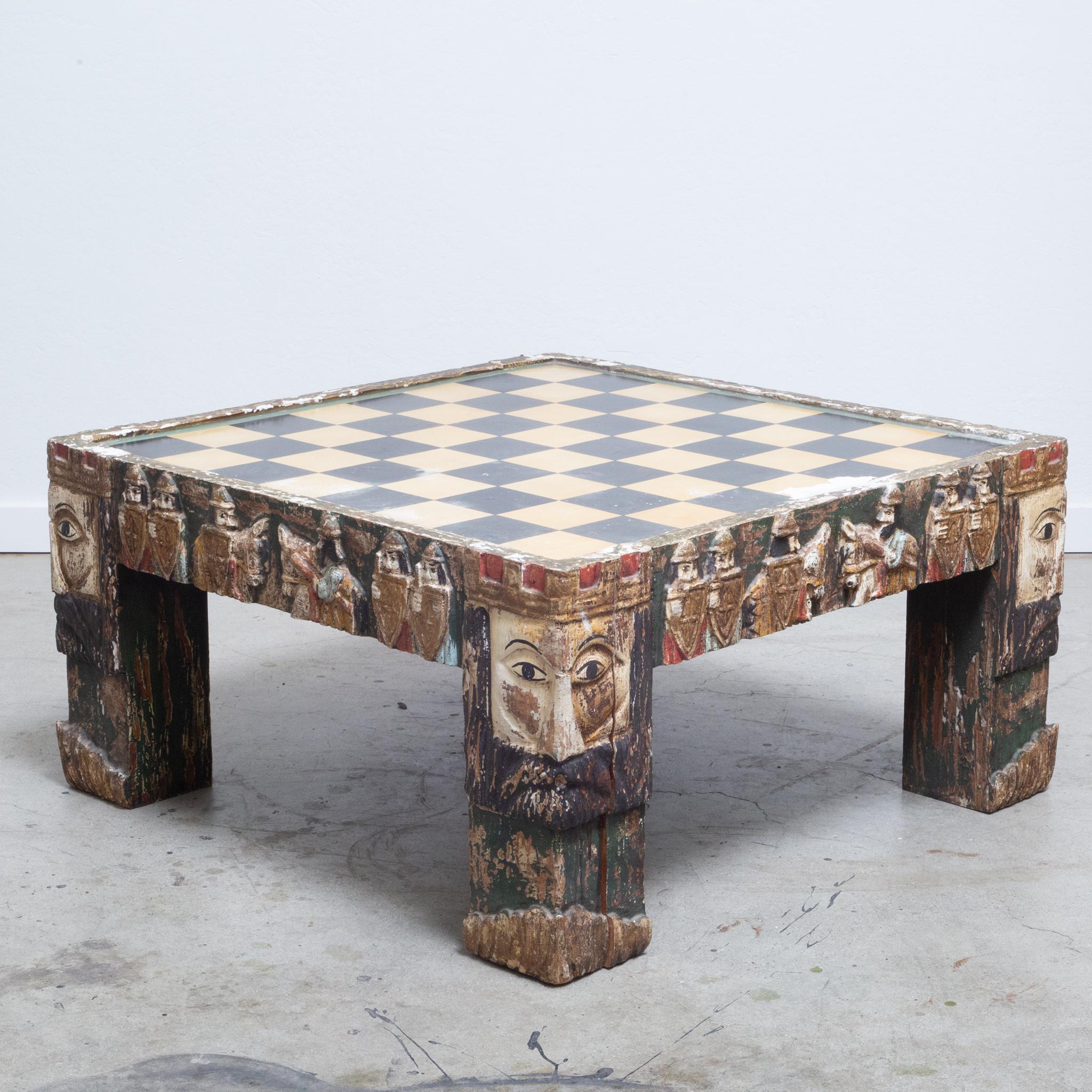 Mid-Century Italian Coffee Table Chess Set and Chairs, c.1950s In Good Condition In San Francisco, CA