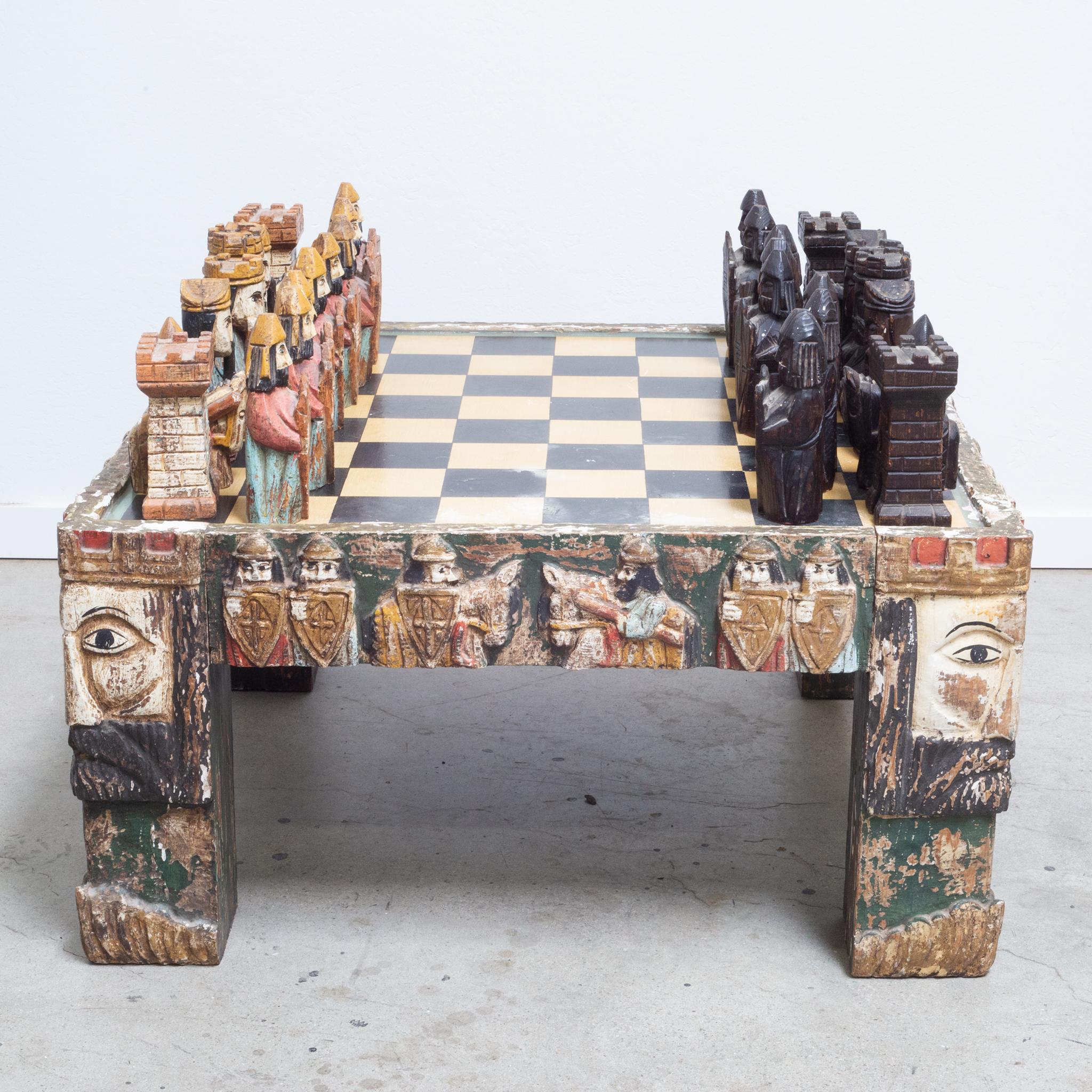20th Century Mid-Century Italian Coffee Table Chess Set and Chairs, c.1950s