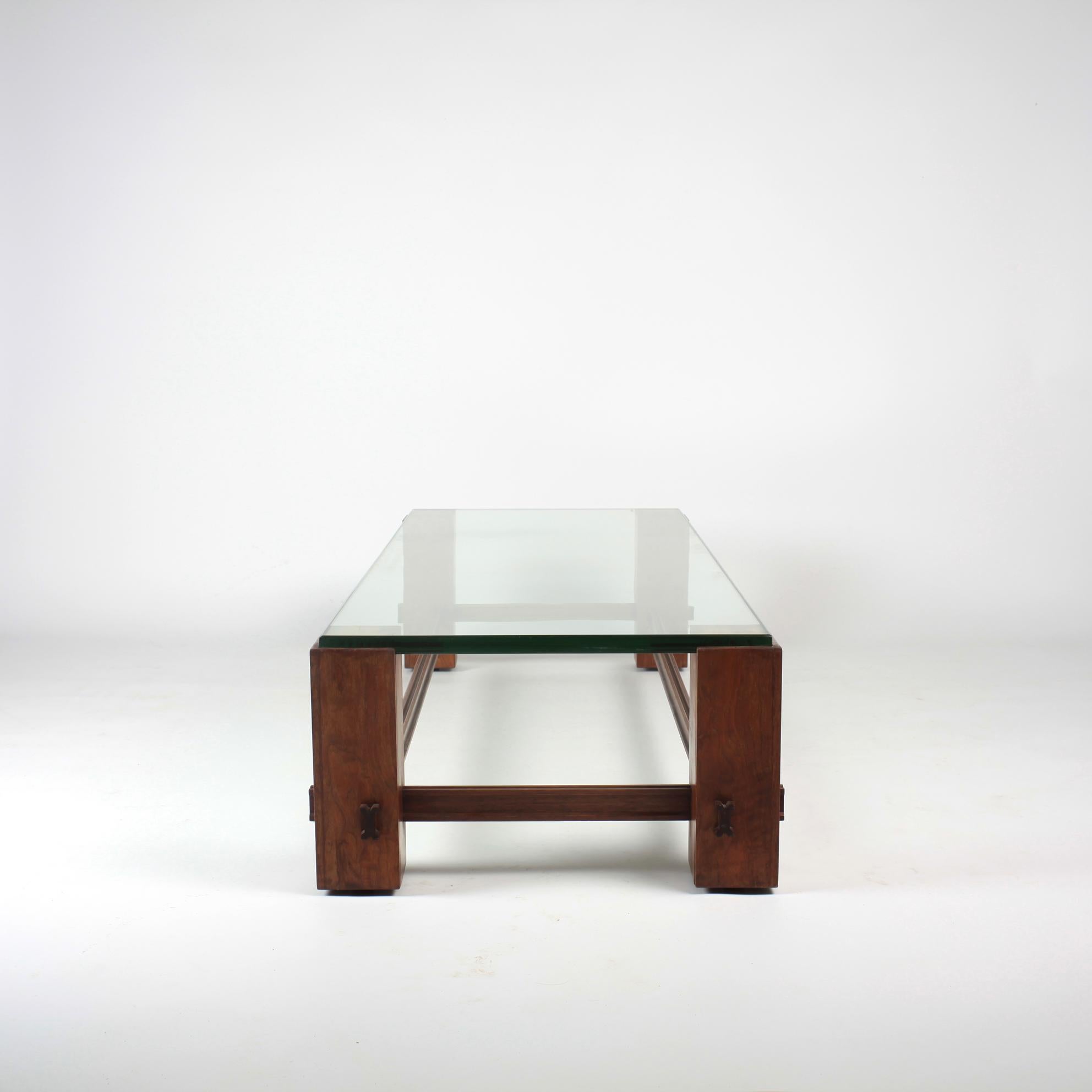 Mid-Century Modern Mid-Century Italian Coffee Table Glass Attributed Fontana Arte, 1950s For Sale