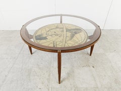 Mid century italian coffee table in the manner of Piero Fornasetti, 1950s