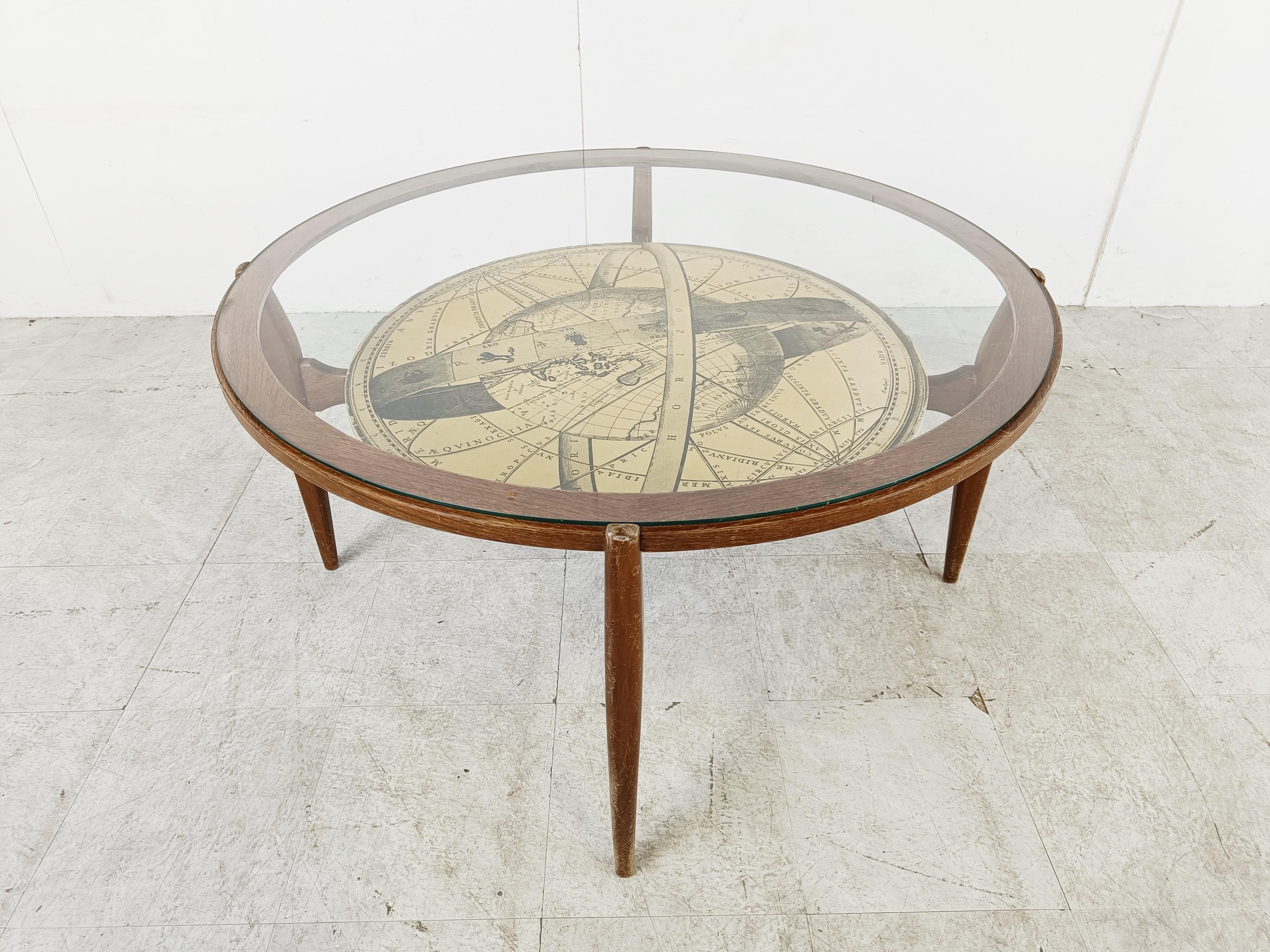 Mid-Century Modern Mid century italian coffee table in the manner of Piero Fornasetti, 1950s For Sale