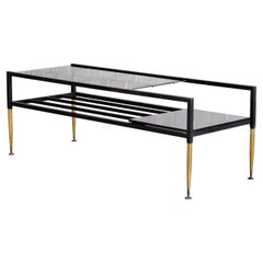Mesa de centro italiana de mediados de siglo Metal y latón, años 60