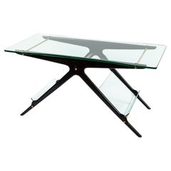 Mesa de centro italiana de mediados de siglo con revistero