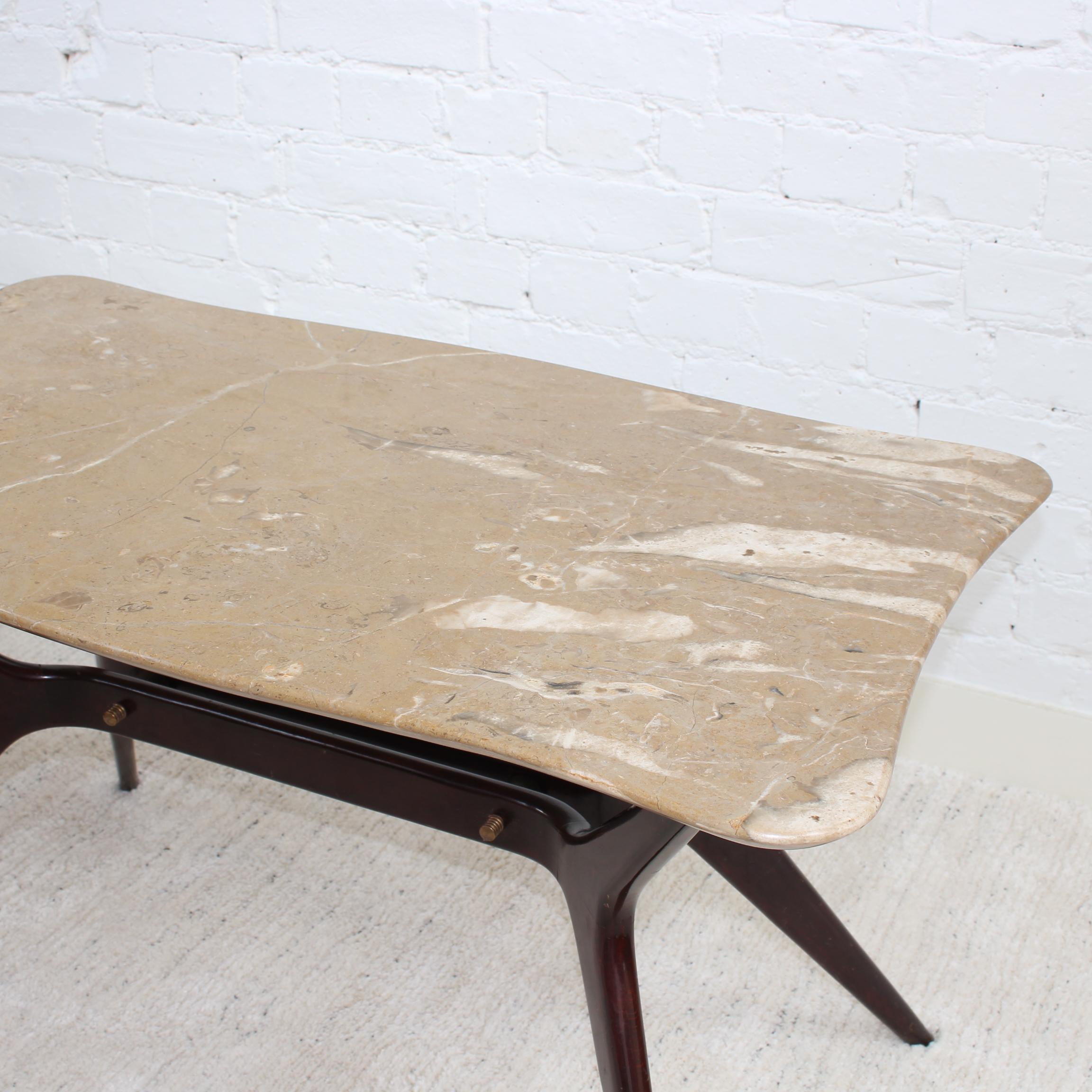 Mid-20th Century Mid-Century Italian Coffee Table with Marble Top, 'circa 1950s' For Sale