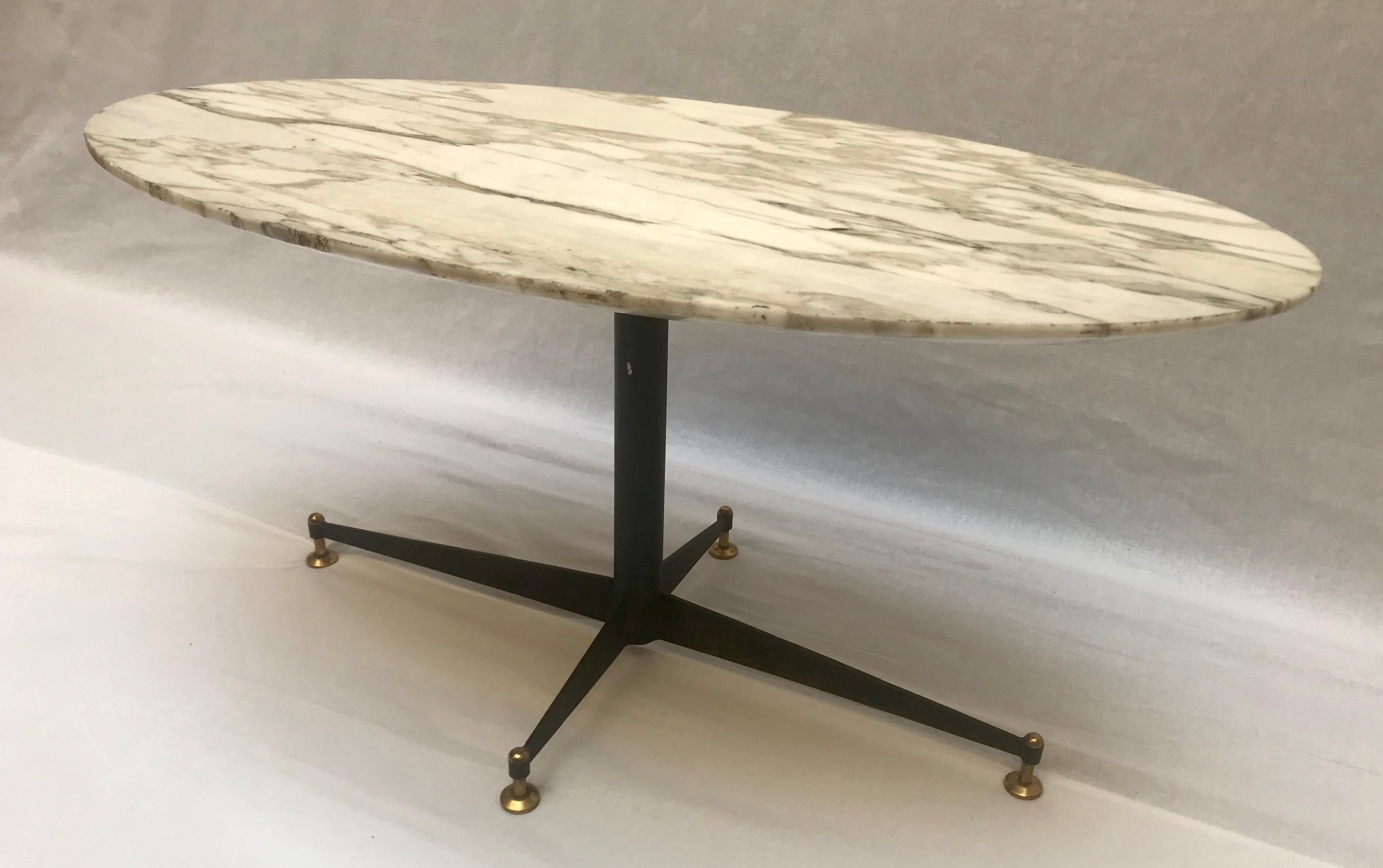 Mid-Century Modern Midcentury Italian Coffee Table with Marble Top For Sale