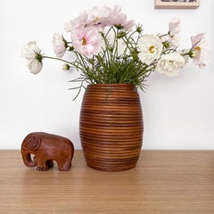 Mid Century Italian Coiled Rattan Vase