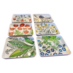Mid century Italian Collection Of Melamine Serving Stacking Trays Flower Design