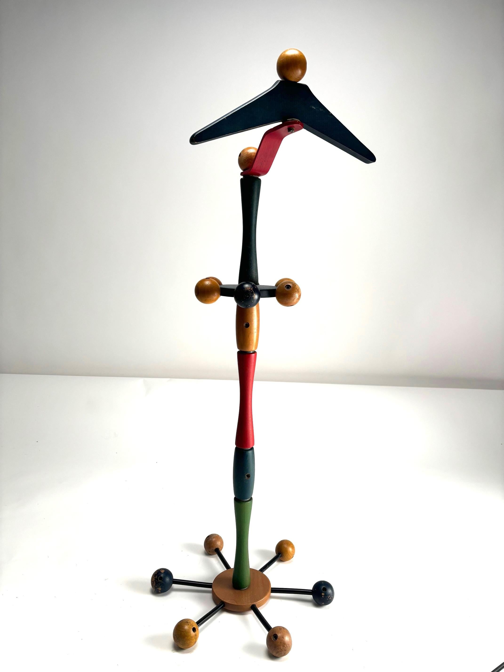Mid-Century Modern Mid-Century Italian Colored Wooden Children's Coat Rack, Reguitti, 1950s For Sale