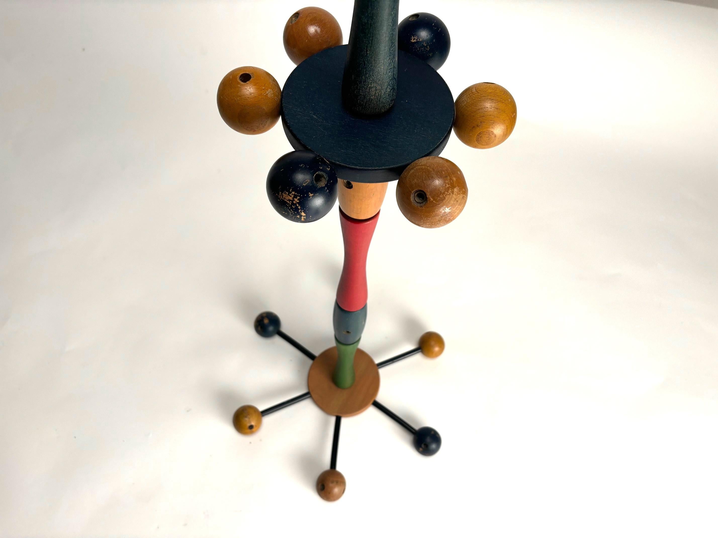 Mid-20th Century Mid-Century Italian Colored Wooden Children's Coat Rack, Reguitti, 1950s For Sale