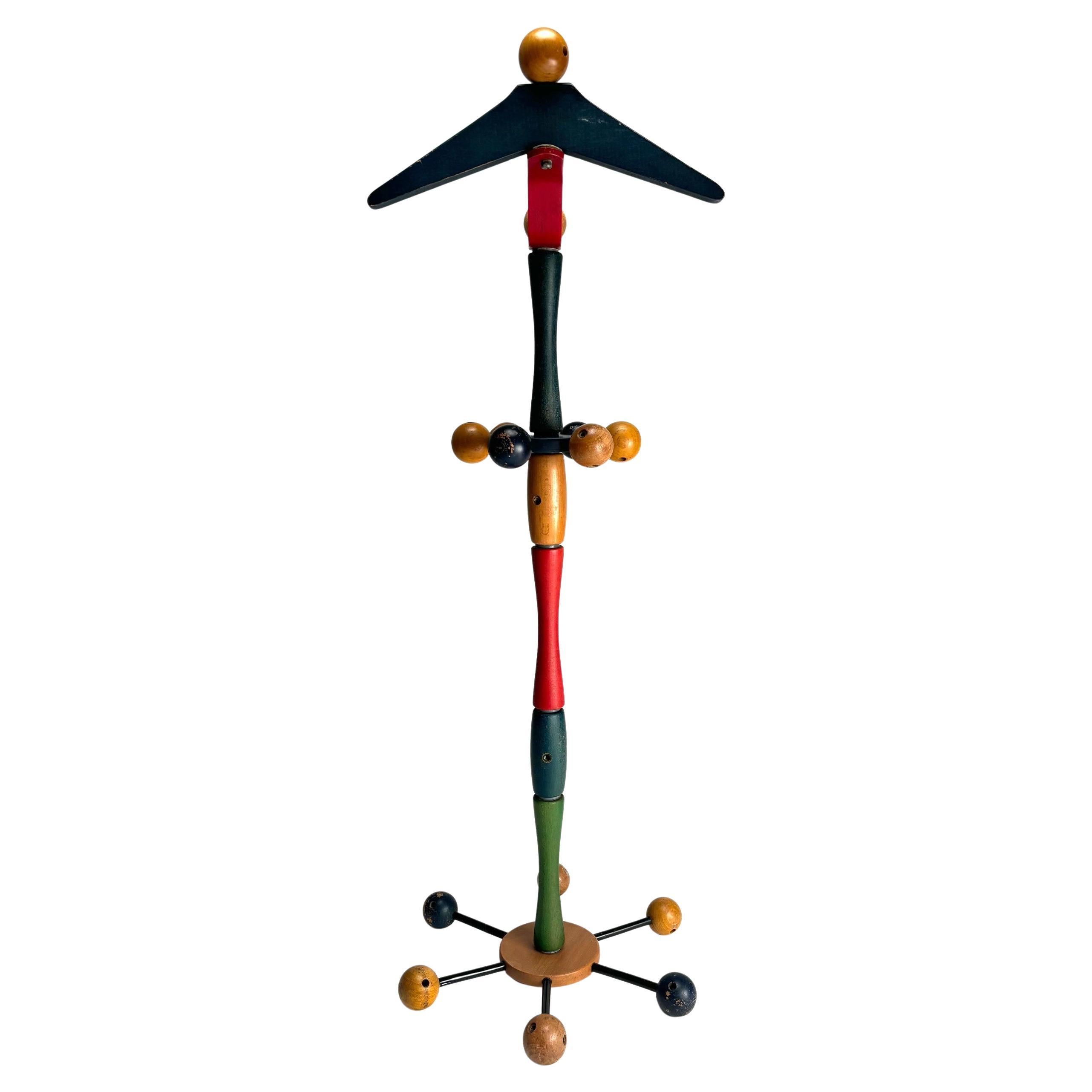 Mid-Century Italian Colored Wooden Children's Coat Rack, Reguitti, 1950s For Sale