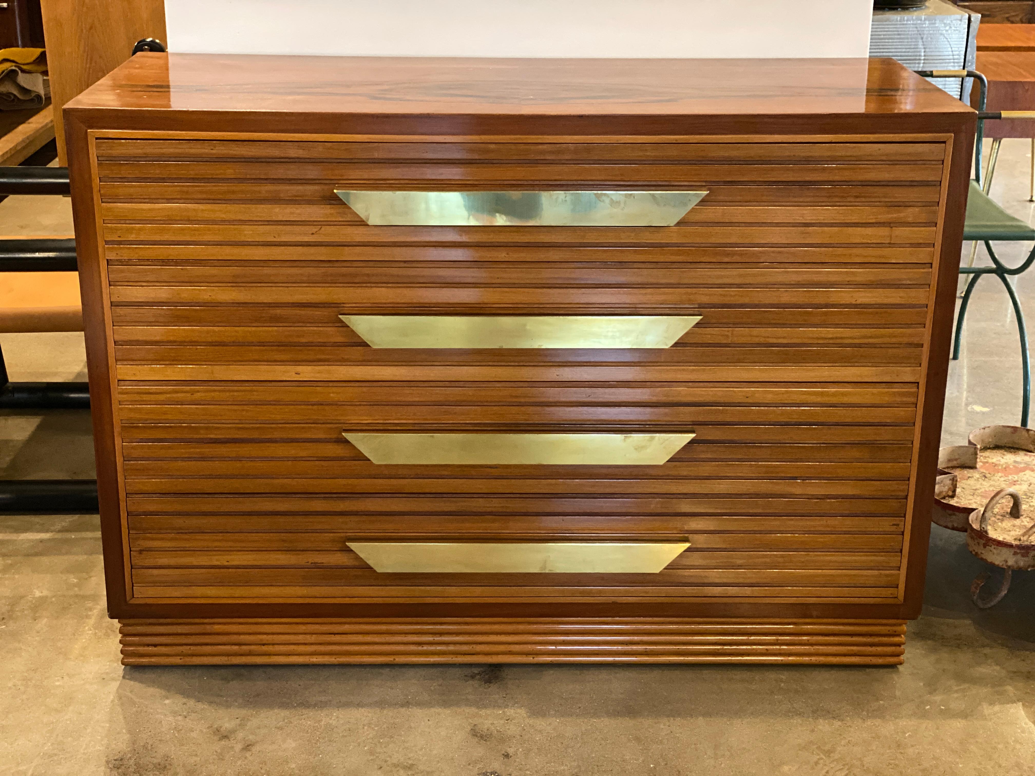Mid-Century Modern Midcentury Italian Commode of Rosewood and Brass