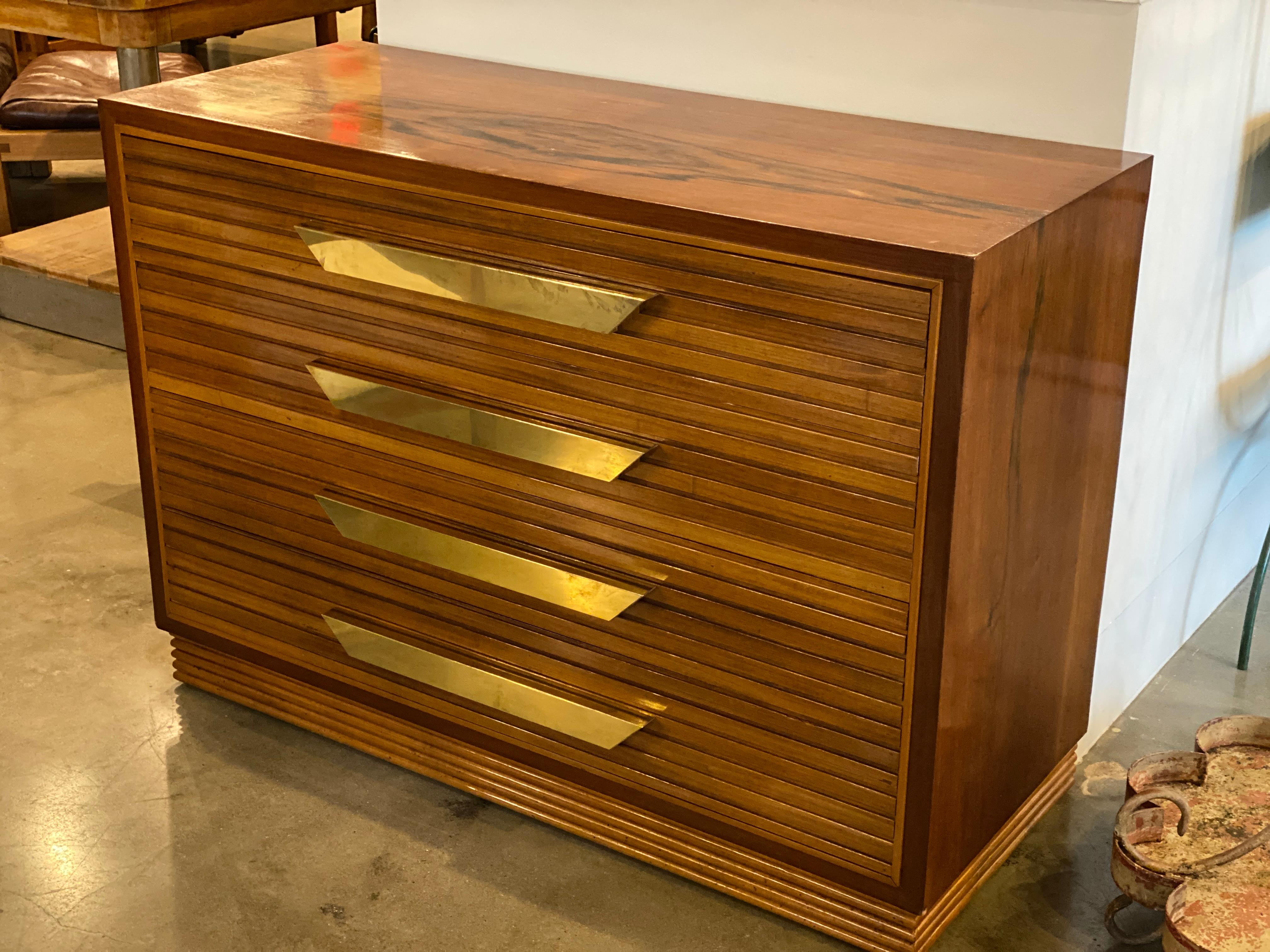 Midcentury Italian Commode of Rosewood and Brass In Good Condition In Austin, TX