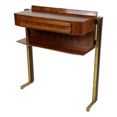 Midcentury Italian Console Brass Details and Drawer