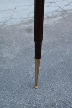 Midcentury Italian Console in Mahogany and Green Marble Spiked Feet and Brass