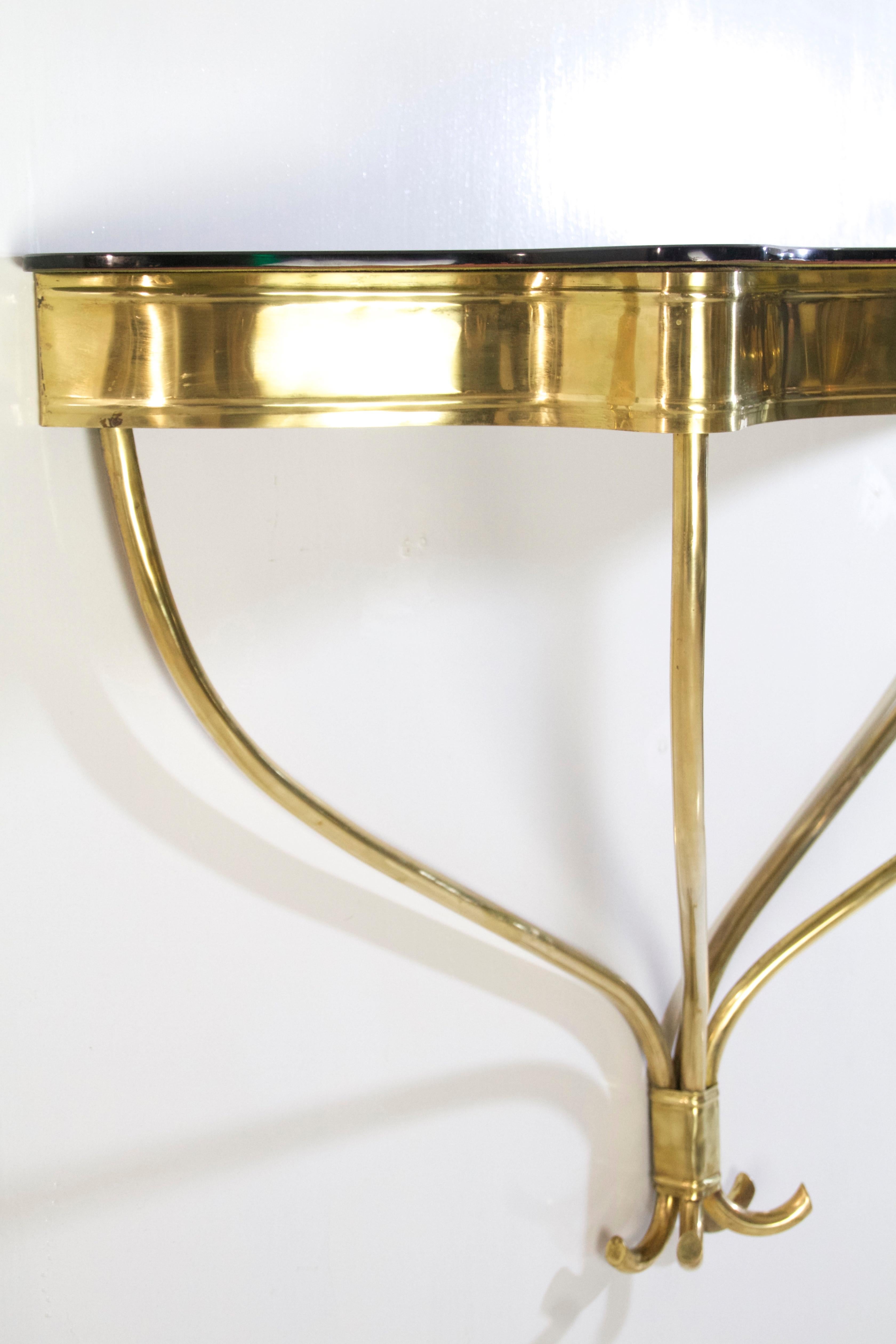 20th Century Midcentury Italian Console Table in Brass and Glass