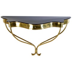 Midcentury Italian Console Table in Brass and Glass