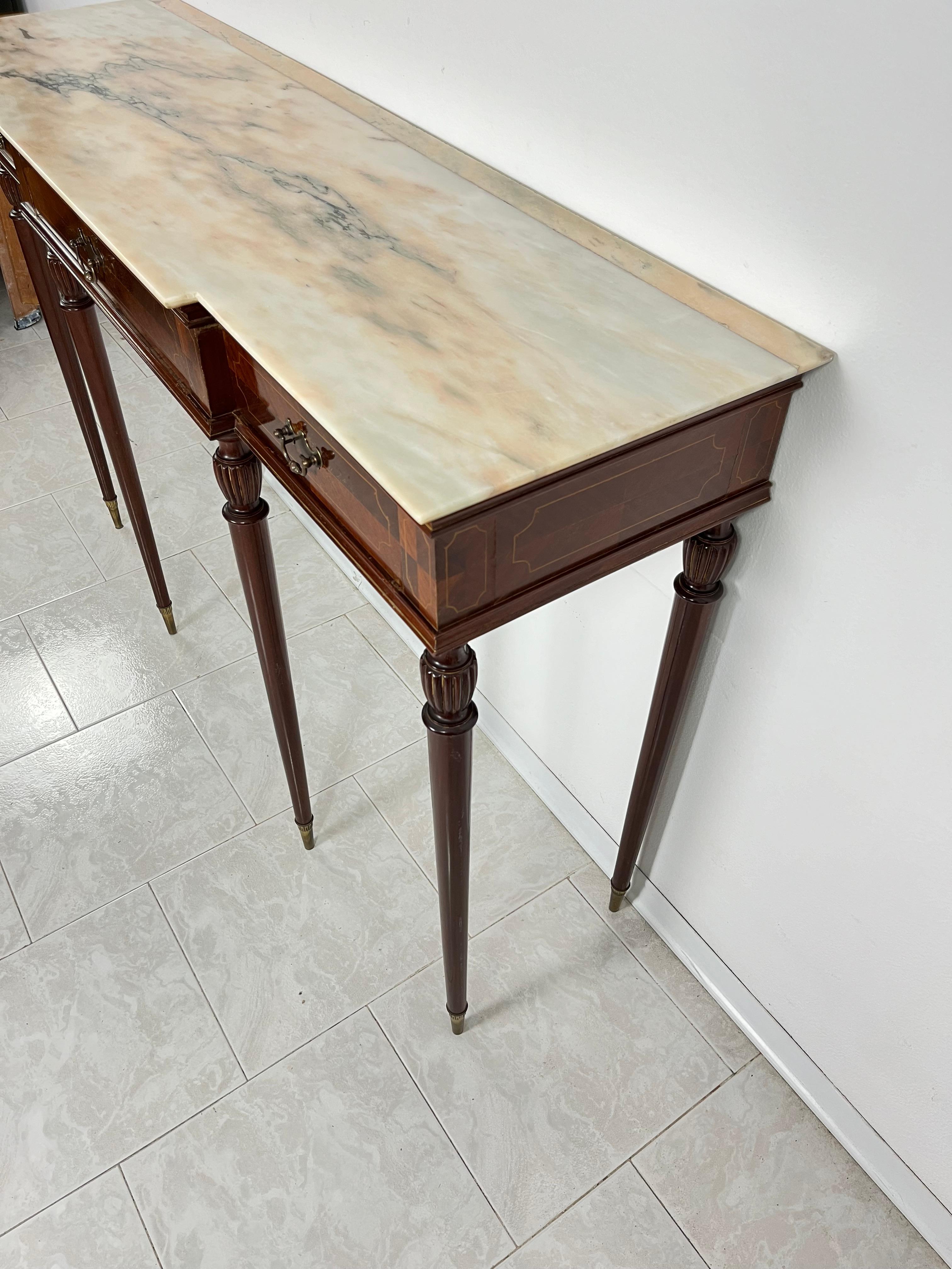 Mid-Century Italian Console Table In Marble Top 1950s For Sale 5