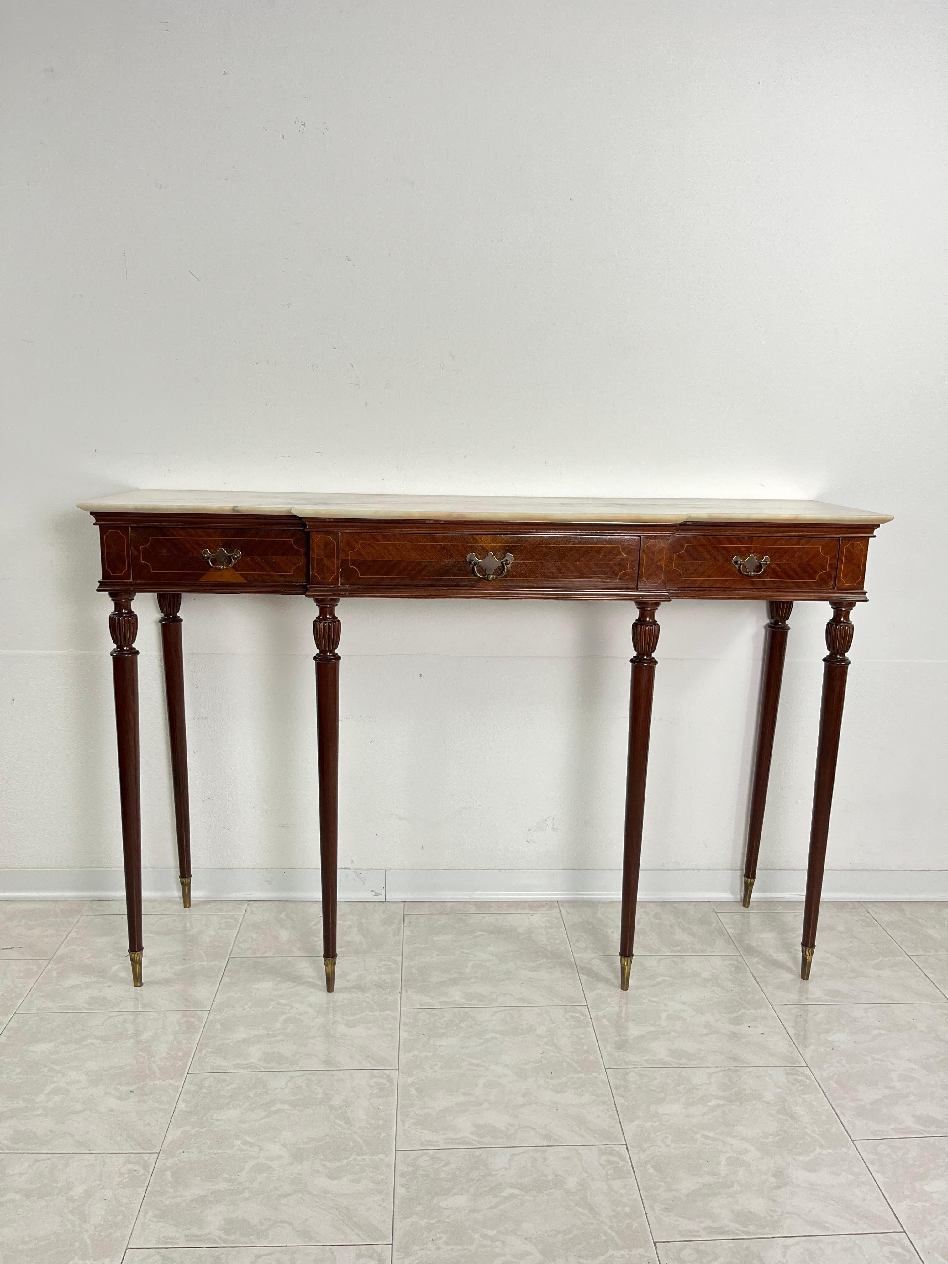 Mid-Century Italian Console Table In Marble Top 1950s In Good Condition For Sale In Palermo, IT