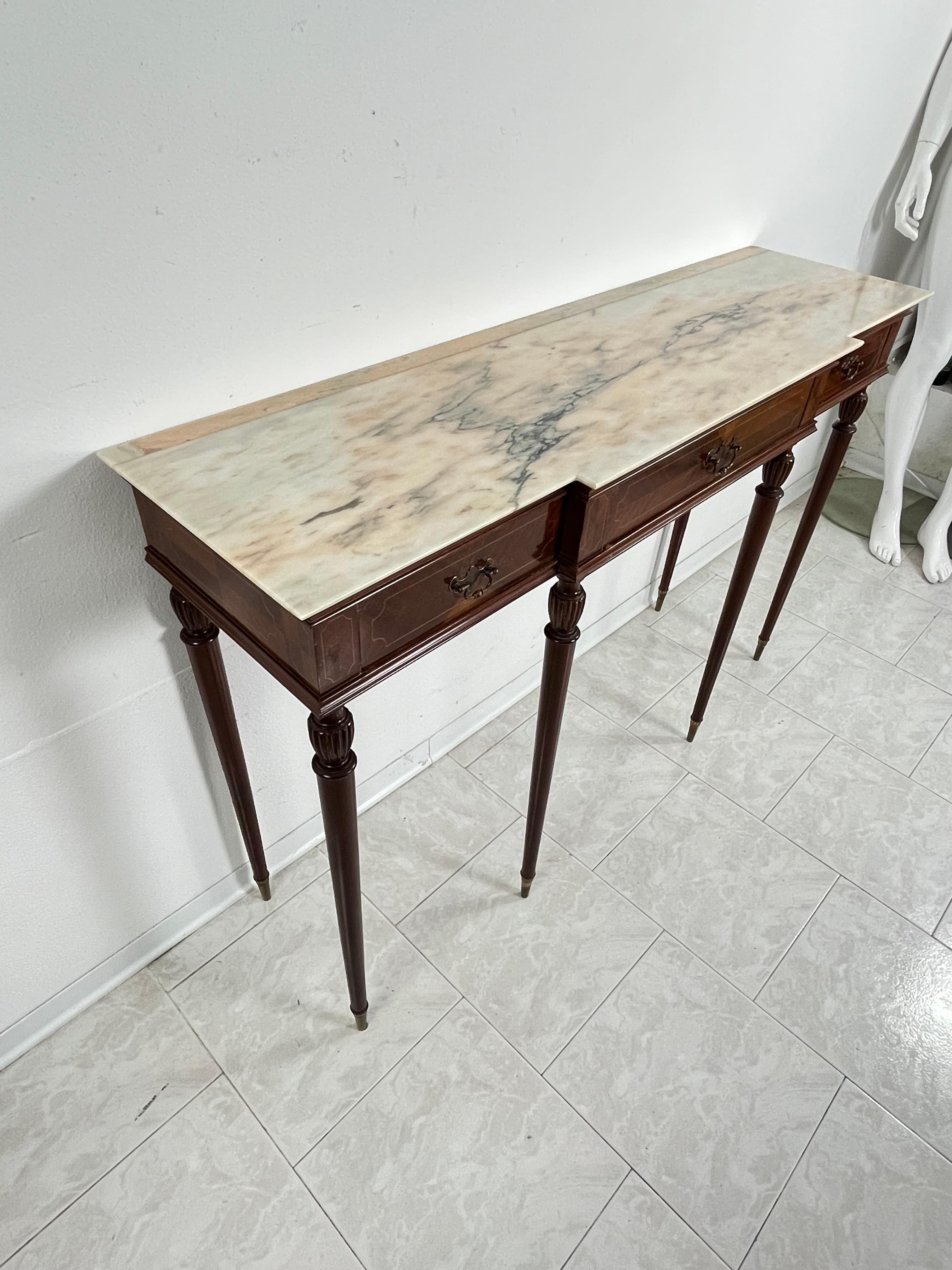 Mid-Century Italian Console Table In Marble Top 1950s For Sale 3