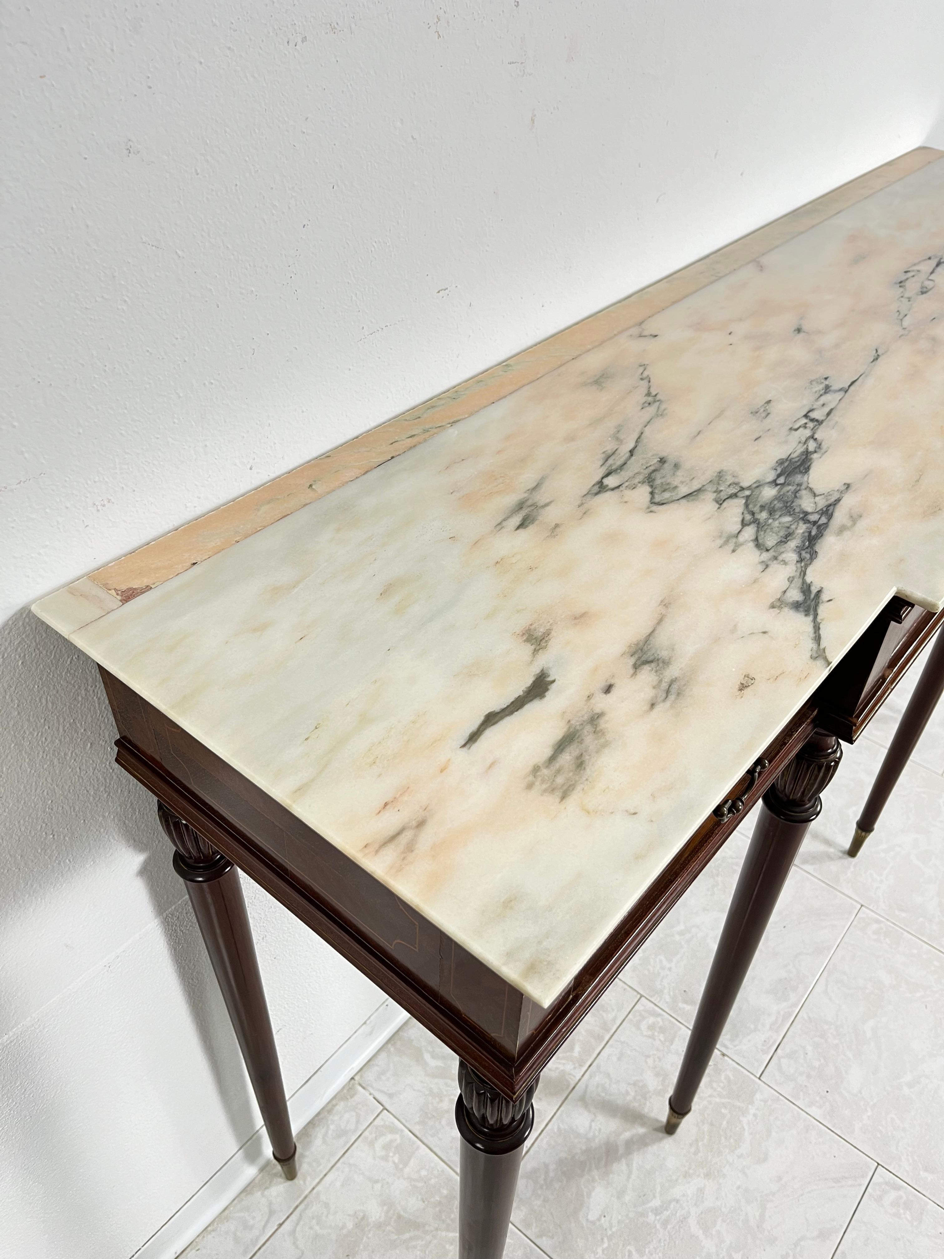 Mid-Century Italian Console Table In Marble Top 1950s For Sale 4