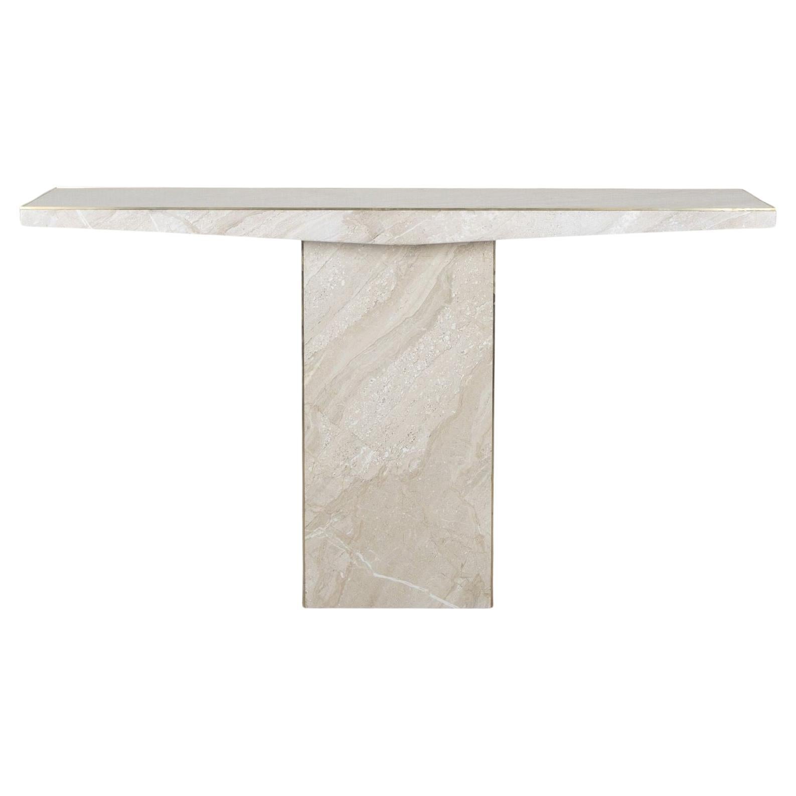 Mid-Century Italian Console Table in White Marble For Sale