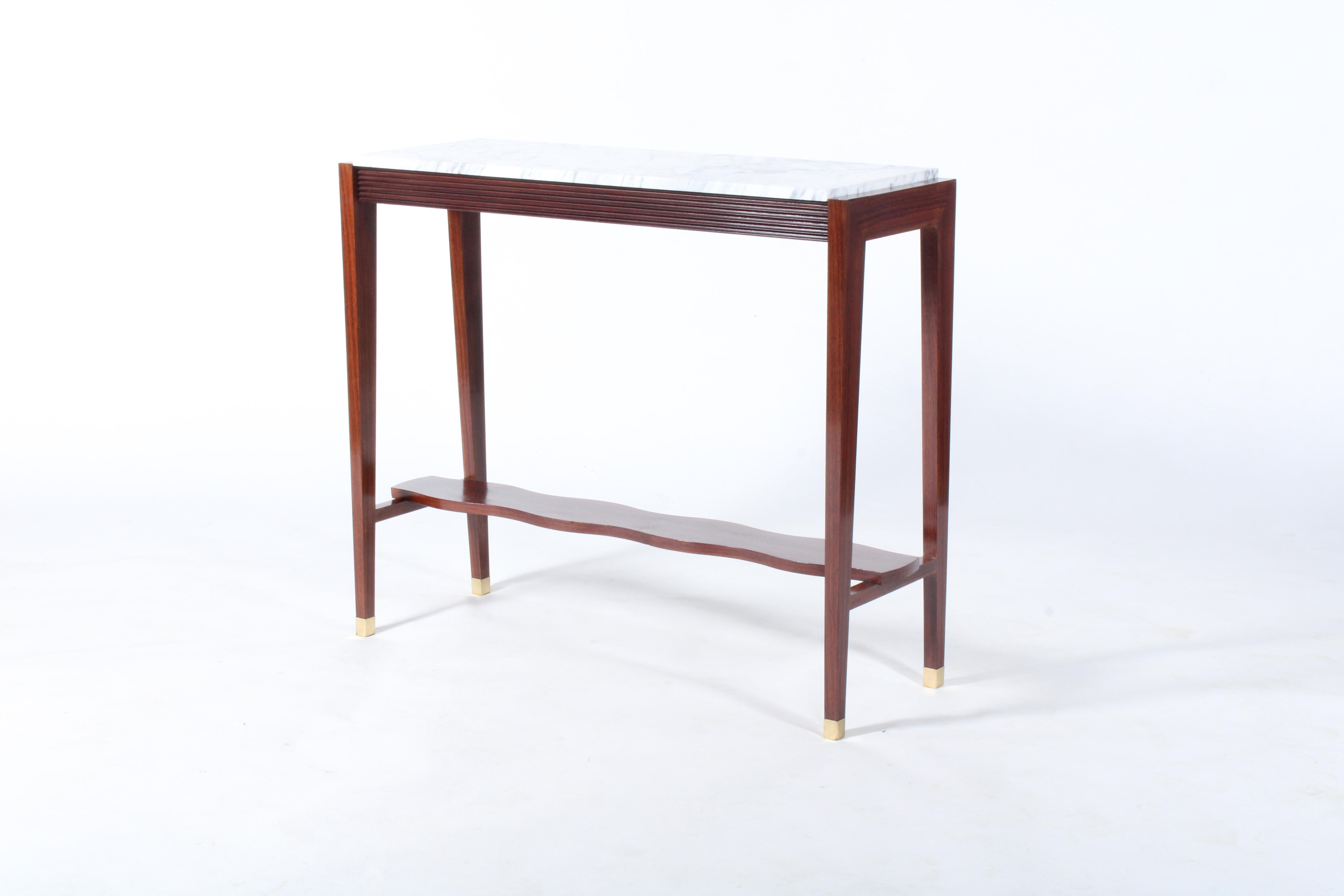 Carrara Marble Mid Century Italian Console Table Wit Marble Top