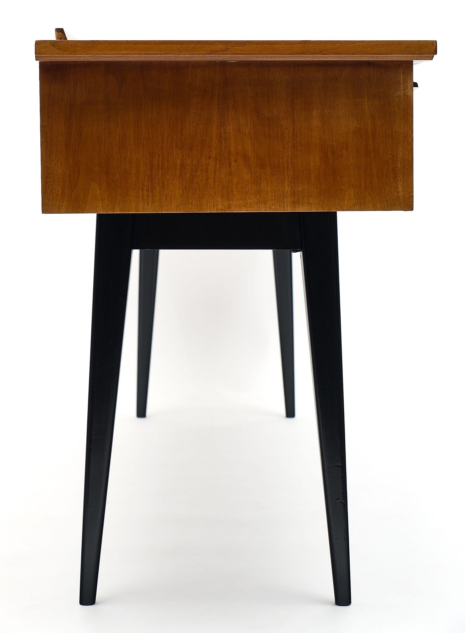 French Midcentury Italian Console Table with Leather Top