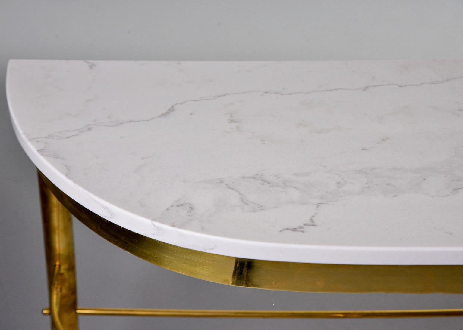 Midcentury Italian Console with Brass Base and White Marble Top 10