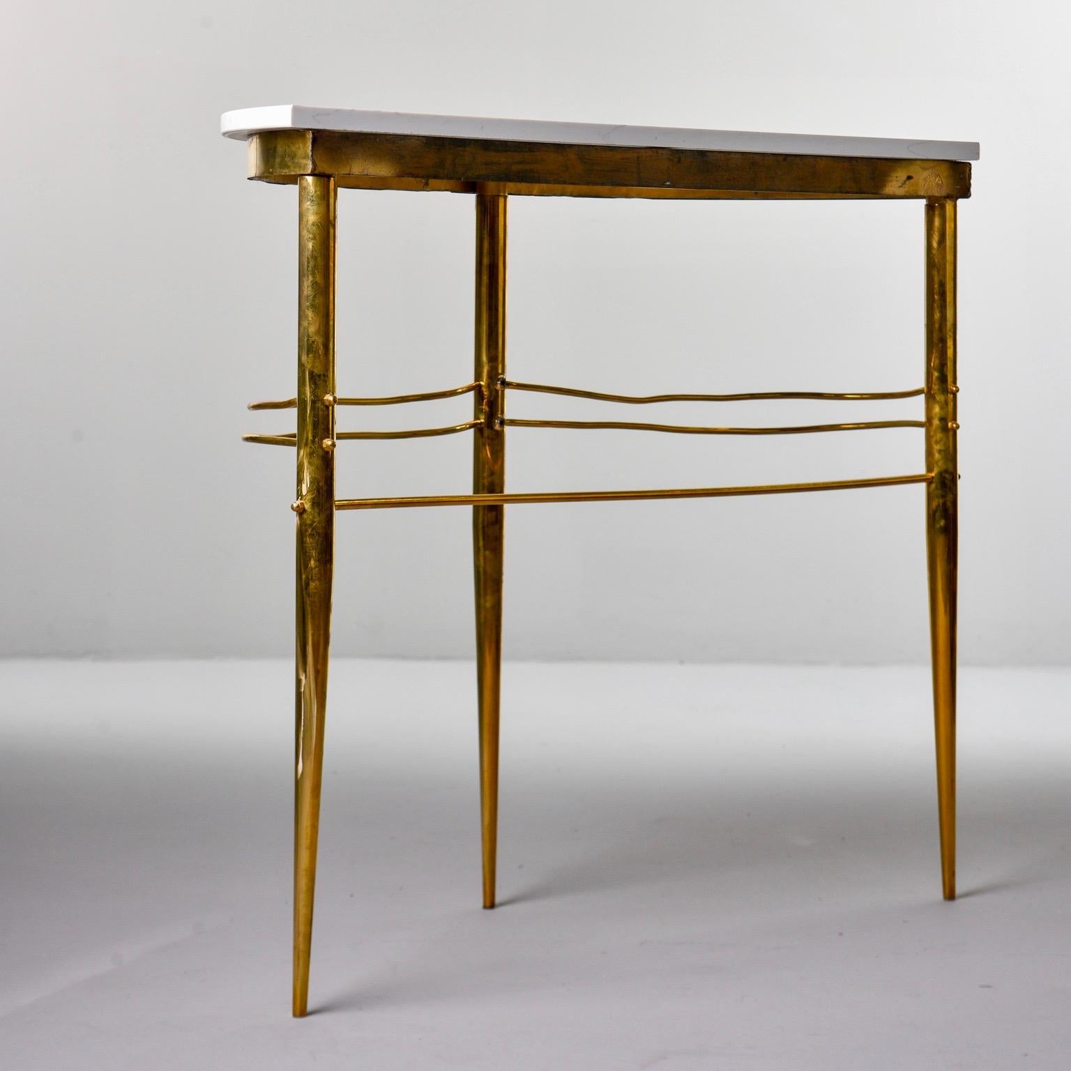 Midcentury Italian Console with Brass Base and White Marble Top 2