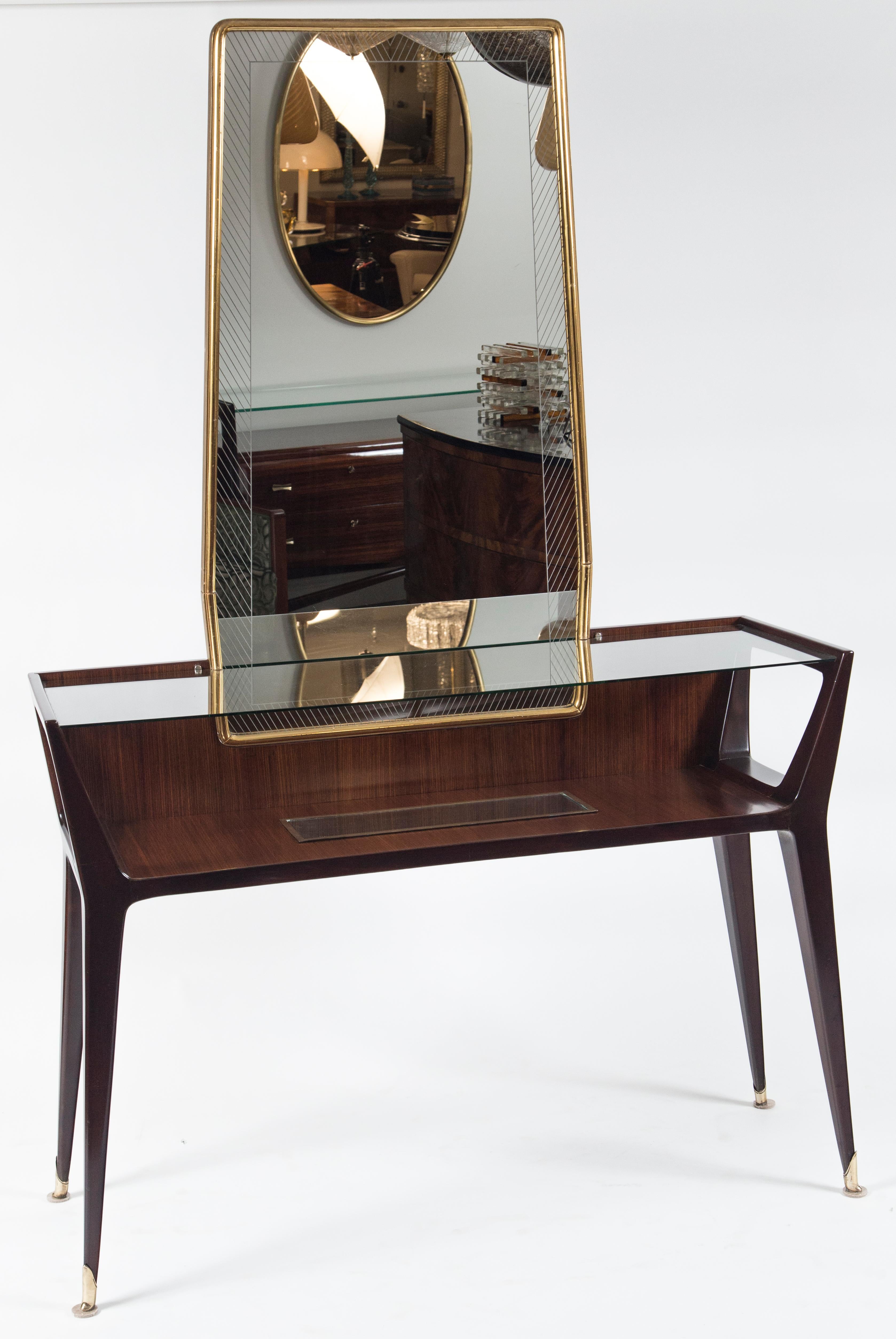 Console italienne mi-siècle moderne avec miroir en vente 4