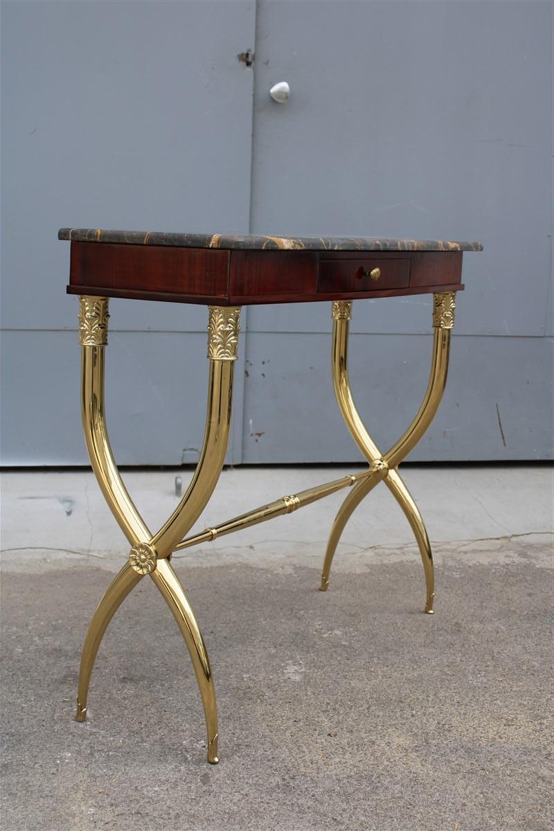 Mid-century Italian console wood marble Portoro solid Brass Paolo buffa design, Elegance and refinement for your home.