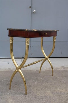 Consola italiana de mediados de siglo Madera Mármol Portoro Latón macizo Estilo Paolo Buffa