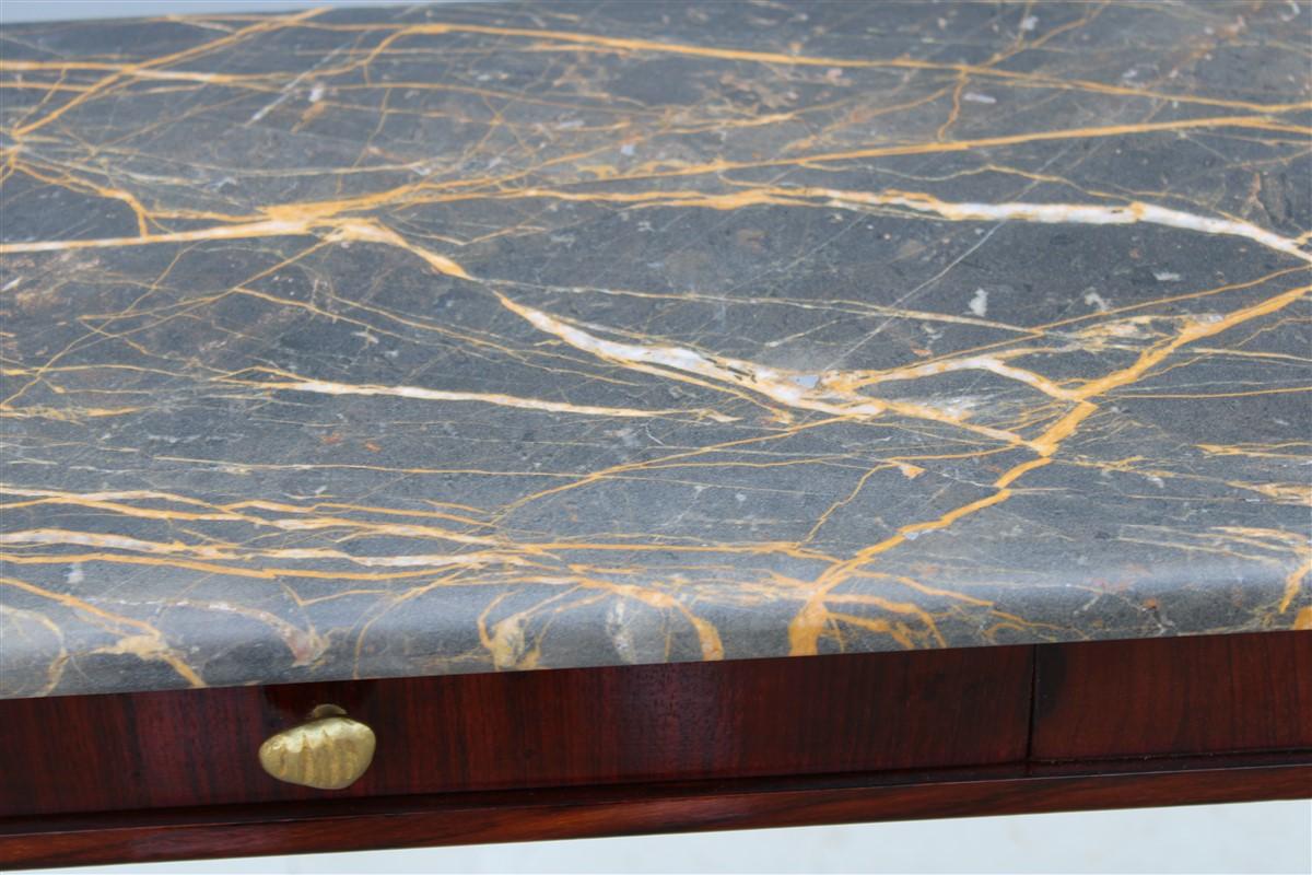 Mid-Century Italian Console Wood Marble Portoro Solid Brass Paolo Buffa Design For Sale 2