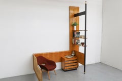Mid-Century Italian Corner Shelving Unit, Gio Ponti Style, Bookmatched Wood