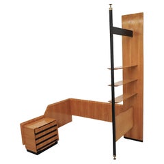 Mid-Century Italian Corner Shelving Unit & Cabinet in Gio Ponti Style