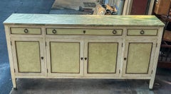 Mid-Century Italian Credenza Faux Marble Top W/ French Neo-Classical Styling