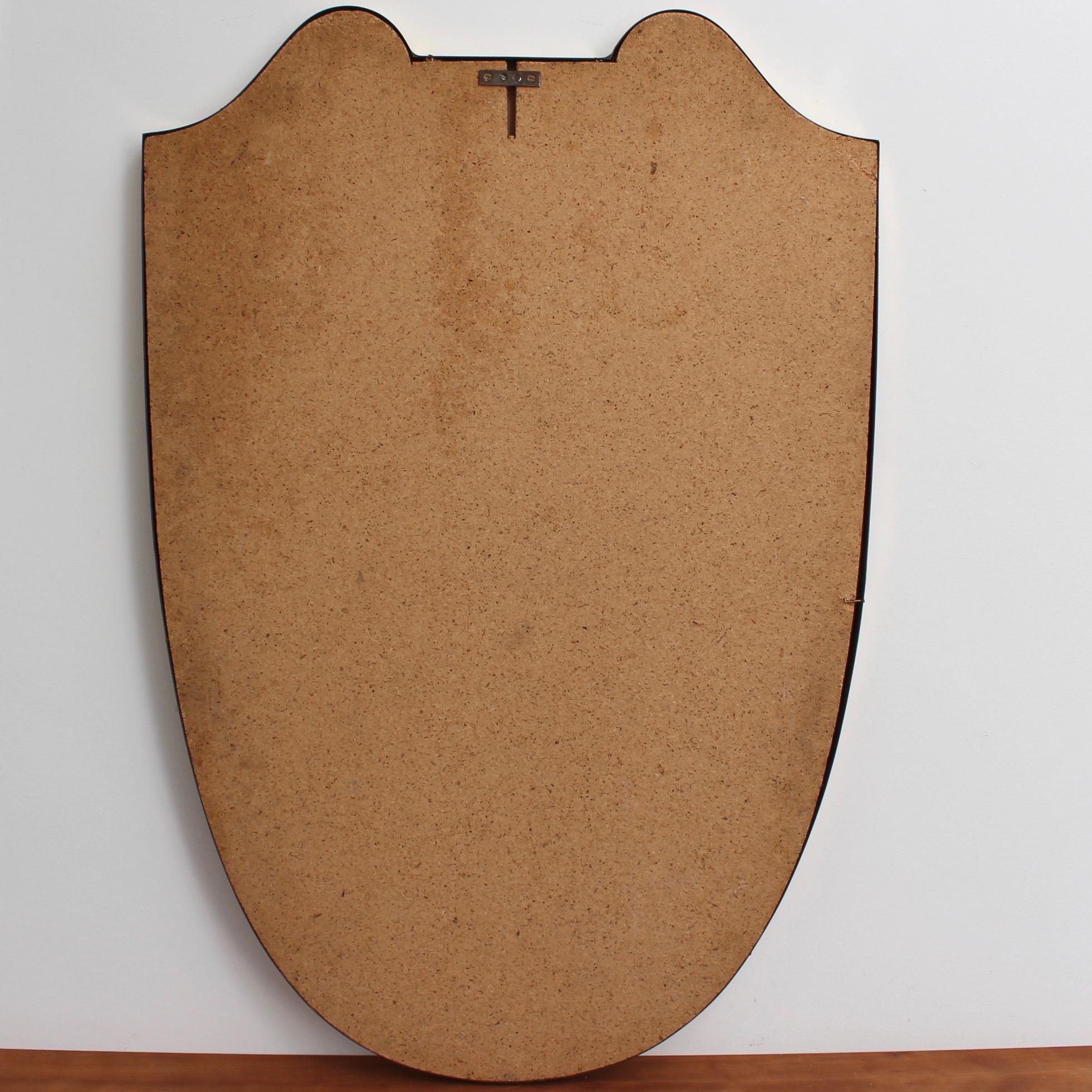 Mid-Century Italian Crest-Shaped Wall Mirror with Brass Frame (circa 1950s)  6