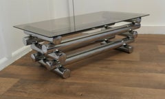 Midcentury Italian Crome and Smoked Glass Coffee/Cocktail Table