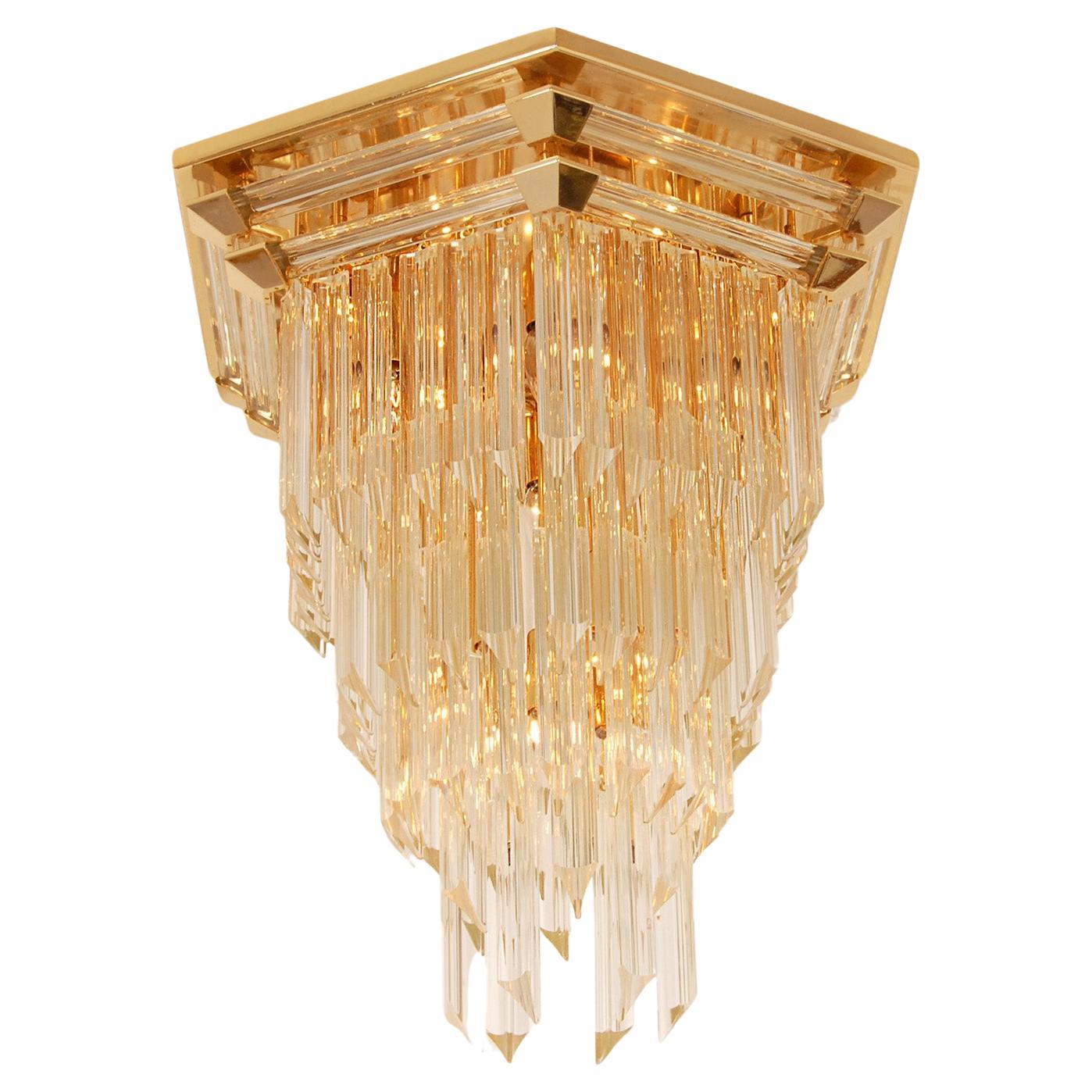 Mid Century Italienisch Kristall Kronleuchter Venedig Gold Venini Murano Glas