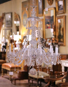 Mid-Century Italian Crystal Twelve-Light Chandelier with Cut-Glass Pendants