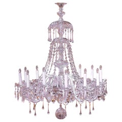 Mid-Century Italian Crystal Twelve-Light Chandelier with Cut-Glass Pendants