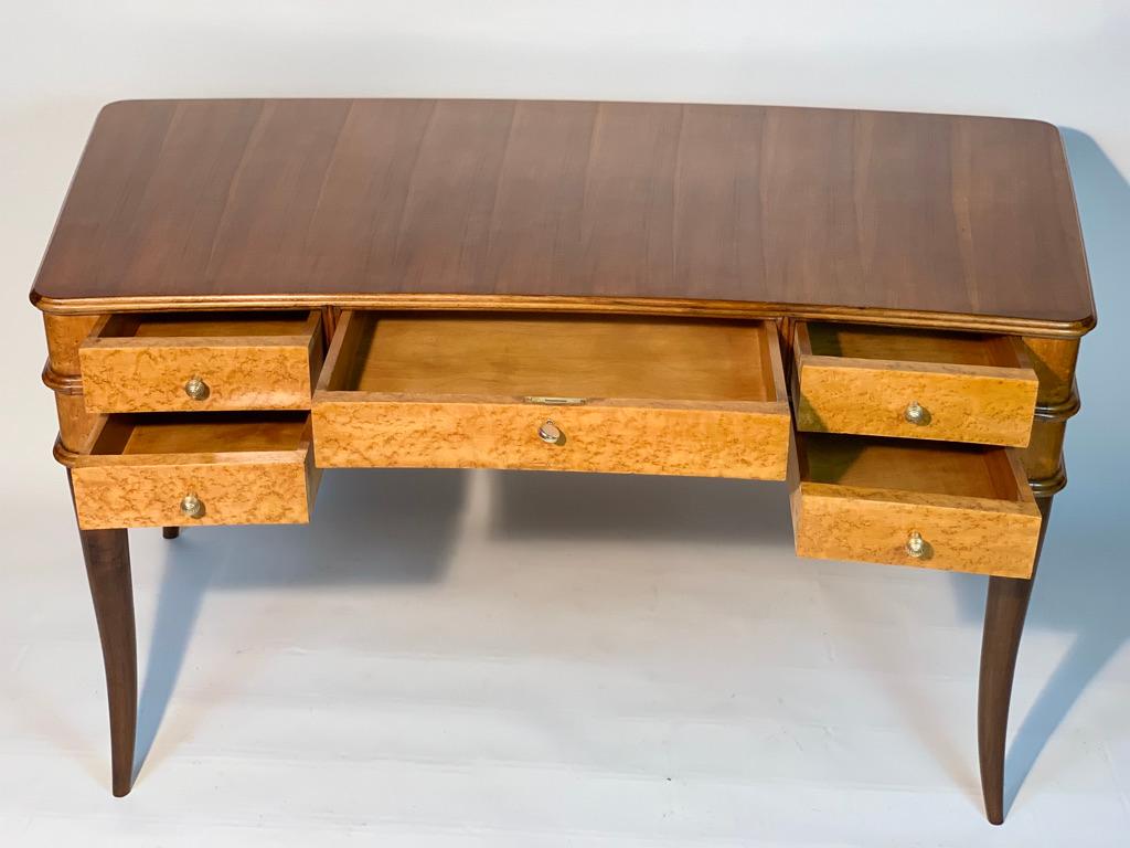Mid Century Italian Curved Five Drawers Writing Desk 14